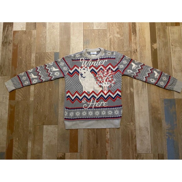 Game of Thrones Winter is Here White Wolf Ugly Christmas Sweater Women’s XL - Picture 7 of 7